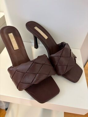 Billini Brown Braided Block Heel Sandals